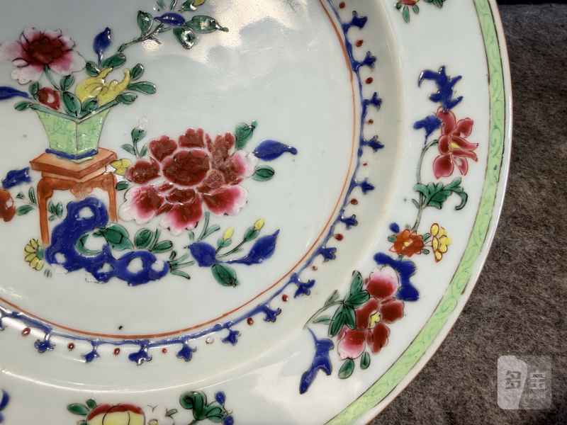 清中期  粉彩花卉纹盘 - 图4